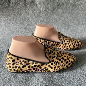 Birdies Starling Women's 8 Brown Black Animal Print Slip-On Comfort Flat Shoe